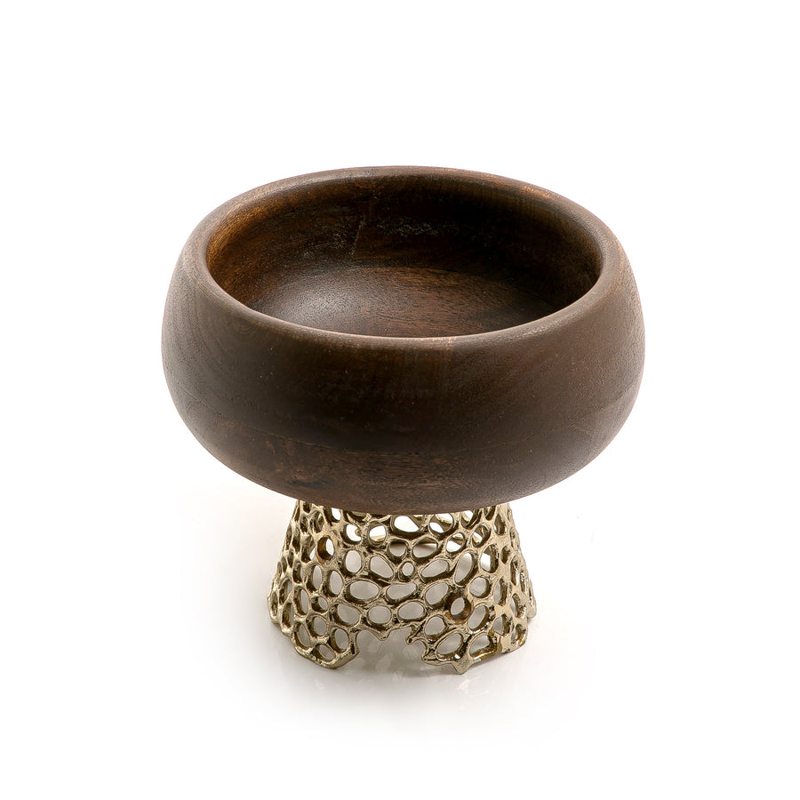 Metal and wood bowl small size (7090478383299)