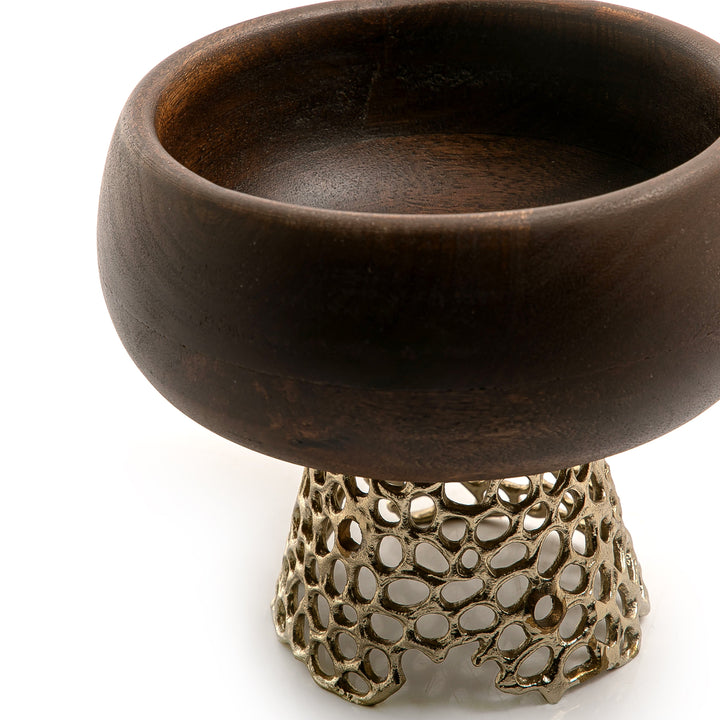 Metal and wood bowl small size (7090478383299)