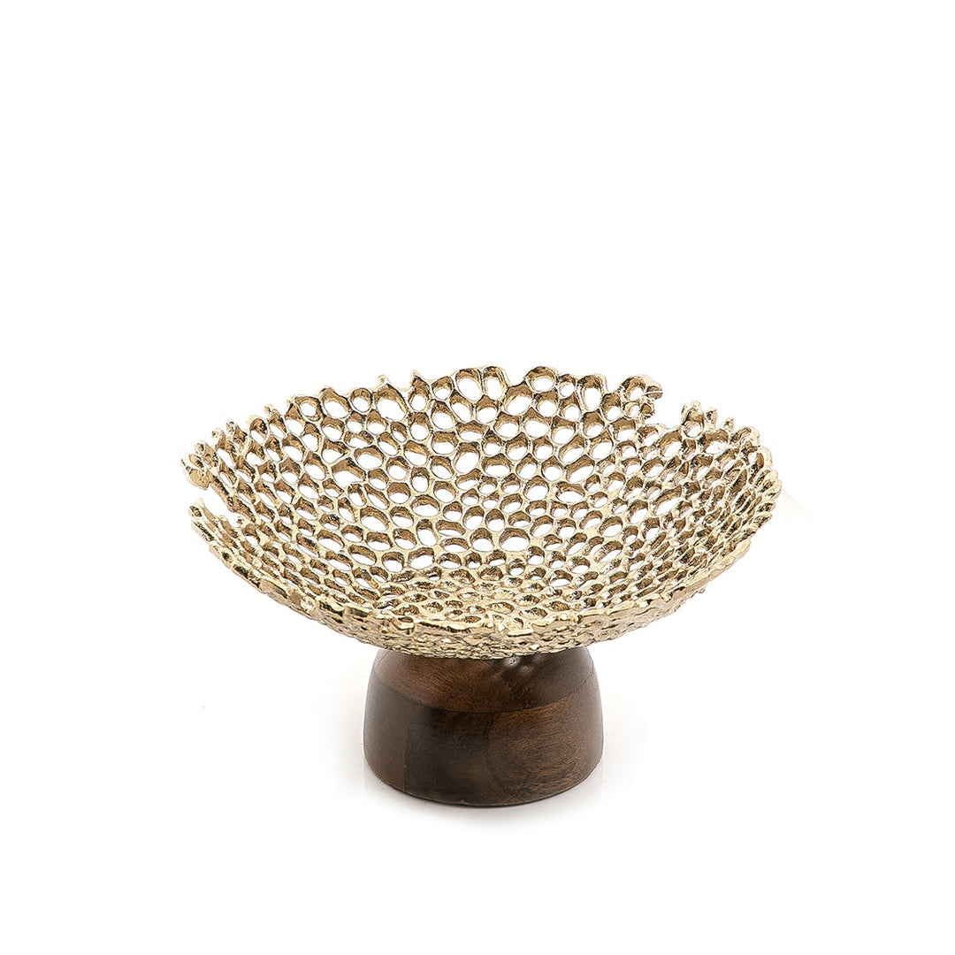 Metal bowl with wooden stand (7090480218307)