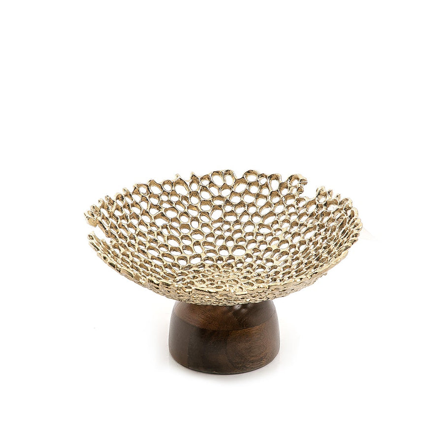 Metal bowl with wooden stand (7090480218307)