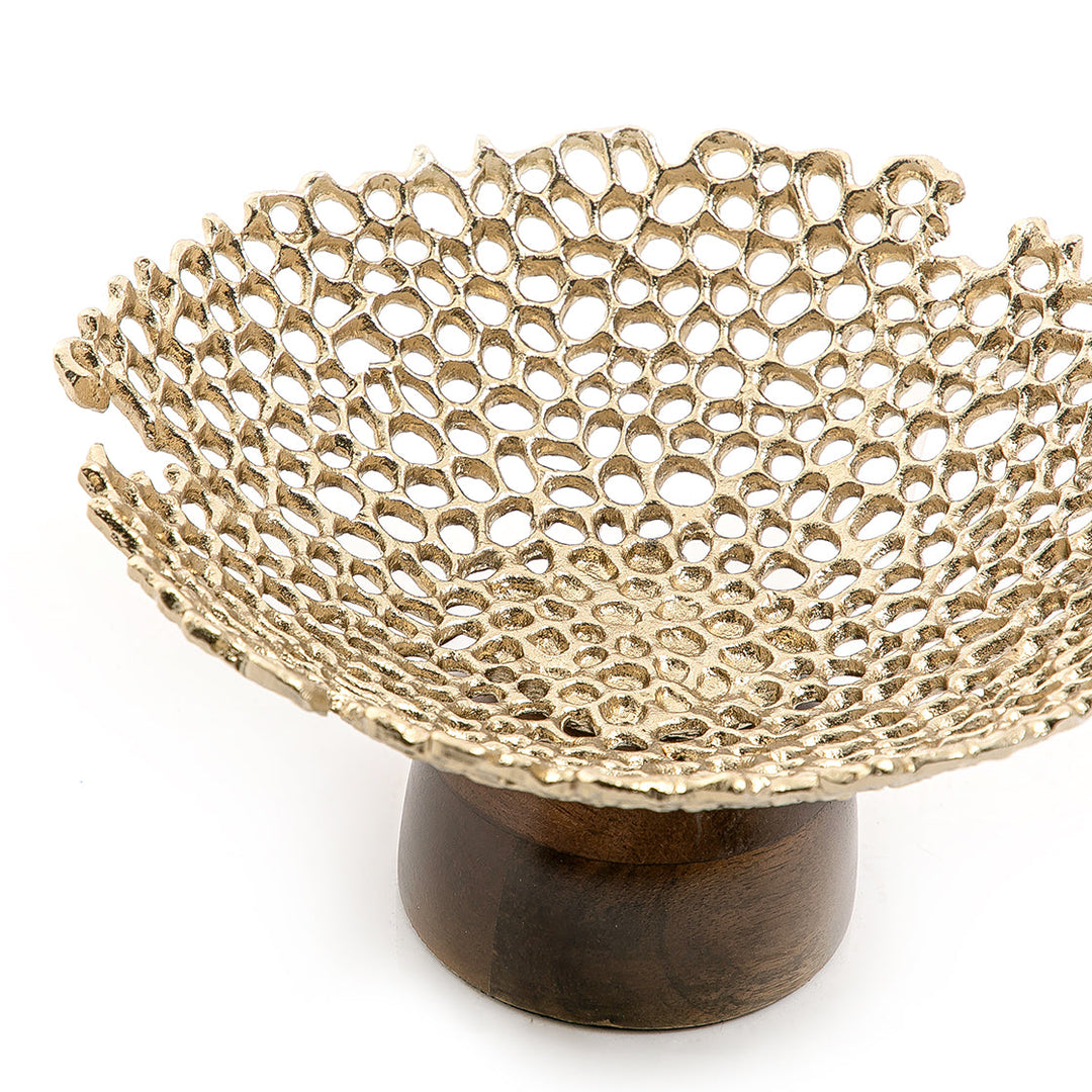 Metal bowl with wooden stand (7090480218307)