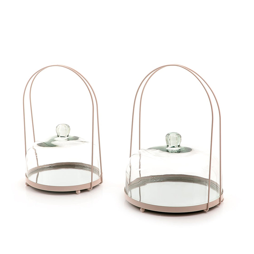 Set of 2 metal stands with glass cover (7110759743683)