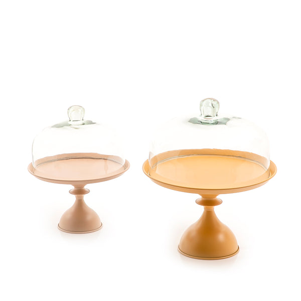 Set of 2 metal stands with glass cover (7110760235203)