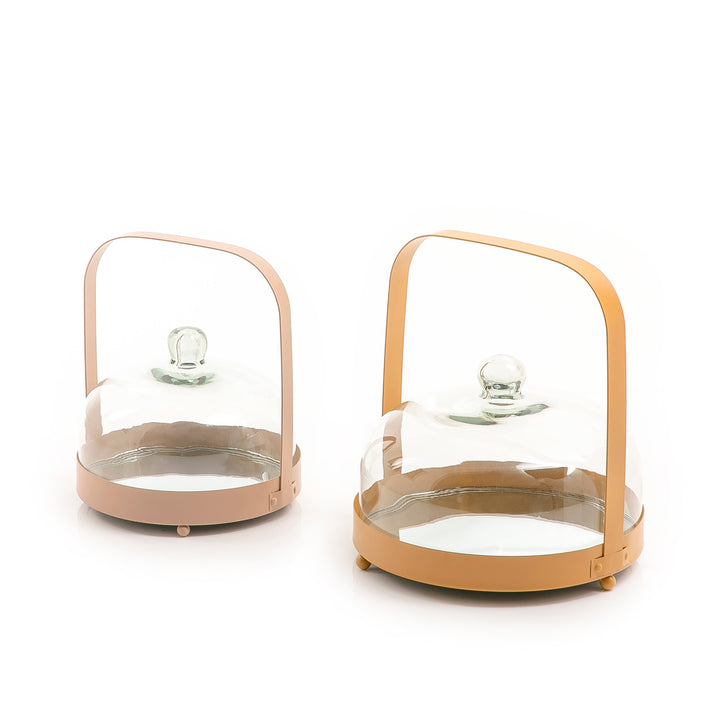 Set of 2 metal stands with glass cover (7110760104131)