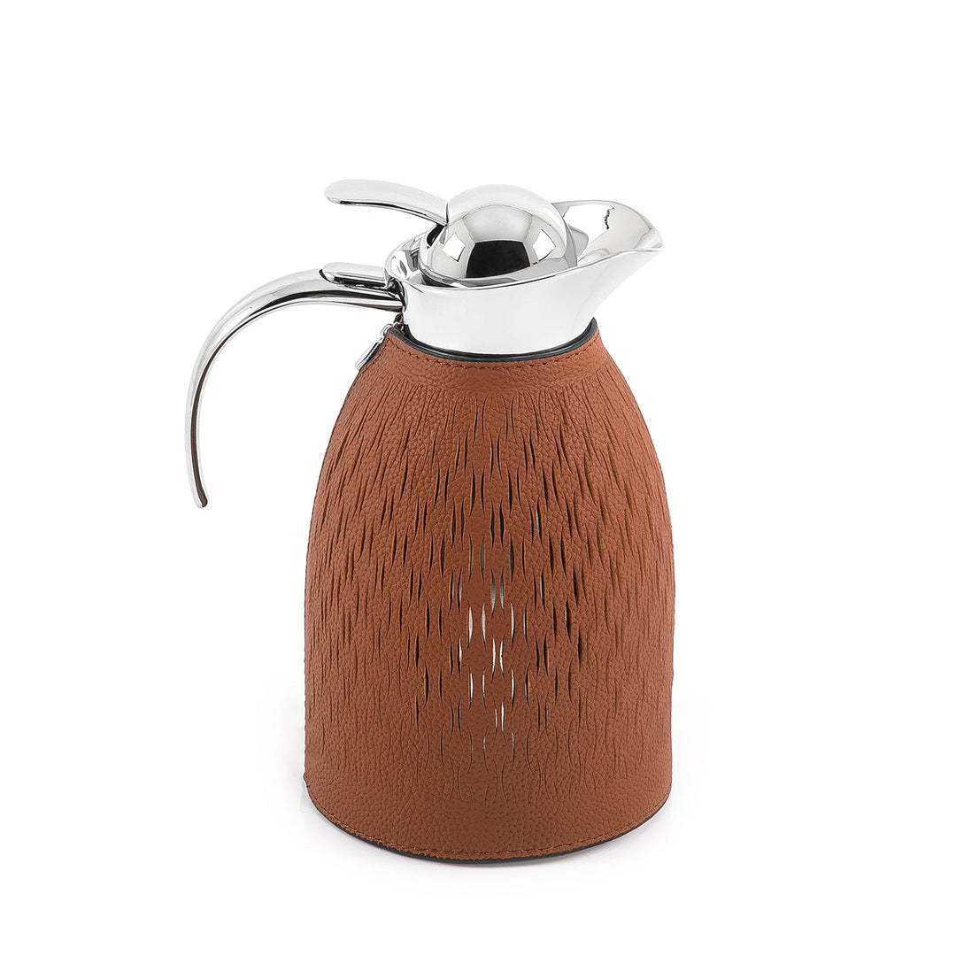 Metal thermos with leather cover (7628756320451)