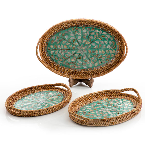 rattan oval tray set of 3 (5895073431717) (7090528354499)