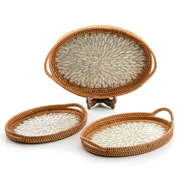 rattan oval tray set of 3 (5895171866789) (7090528583875)