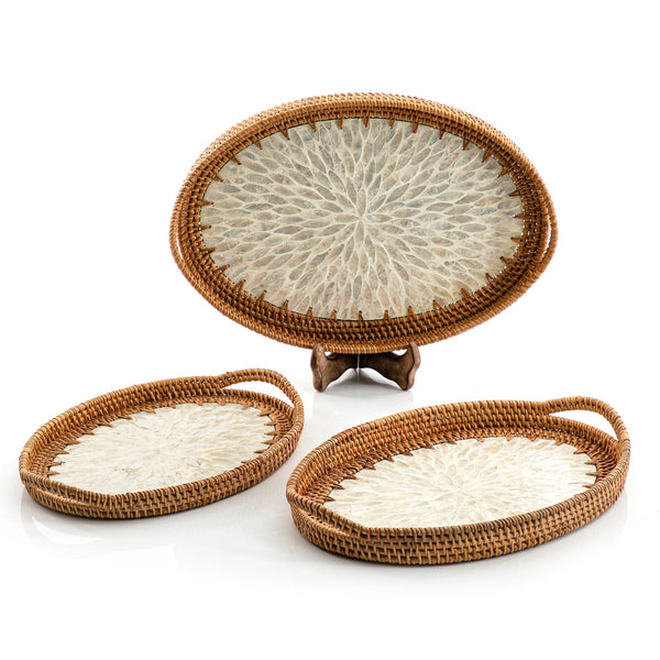 rattan oval tray set of 3 (5895104233637) (7090528649411)