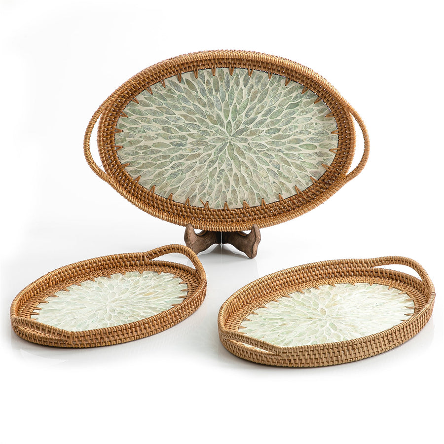 rattan oval tray set of 3 (5898495459493) (7090528682179)