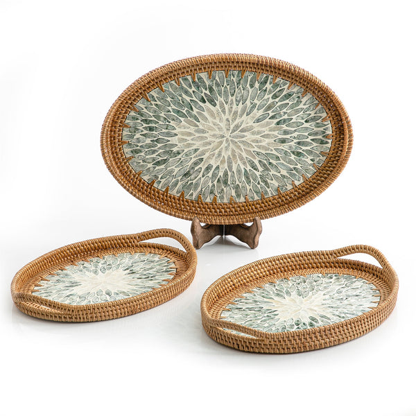 rattan oval tray set of 3 (5898500374693) (7090528747715)