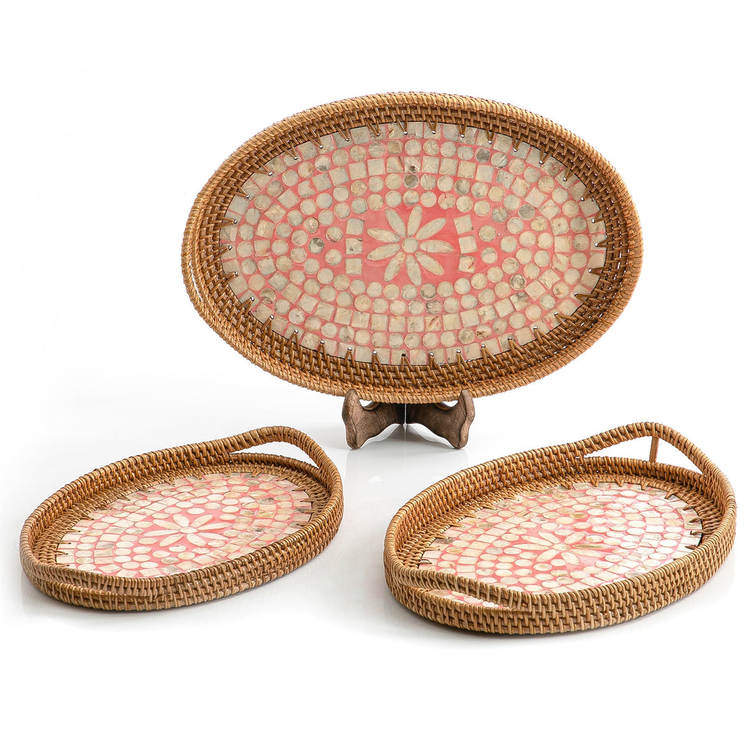 rattan oval tray set of 3 (5898504503461) (7090528878787)