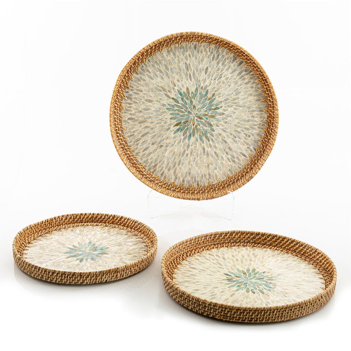 rattan round oval tray set of 3 (5895633928357) (7090530386115)