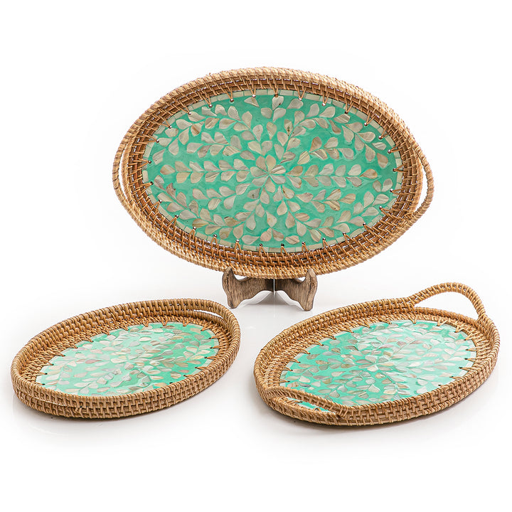 rattan round oval tray set of 3 (7090530320579)