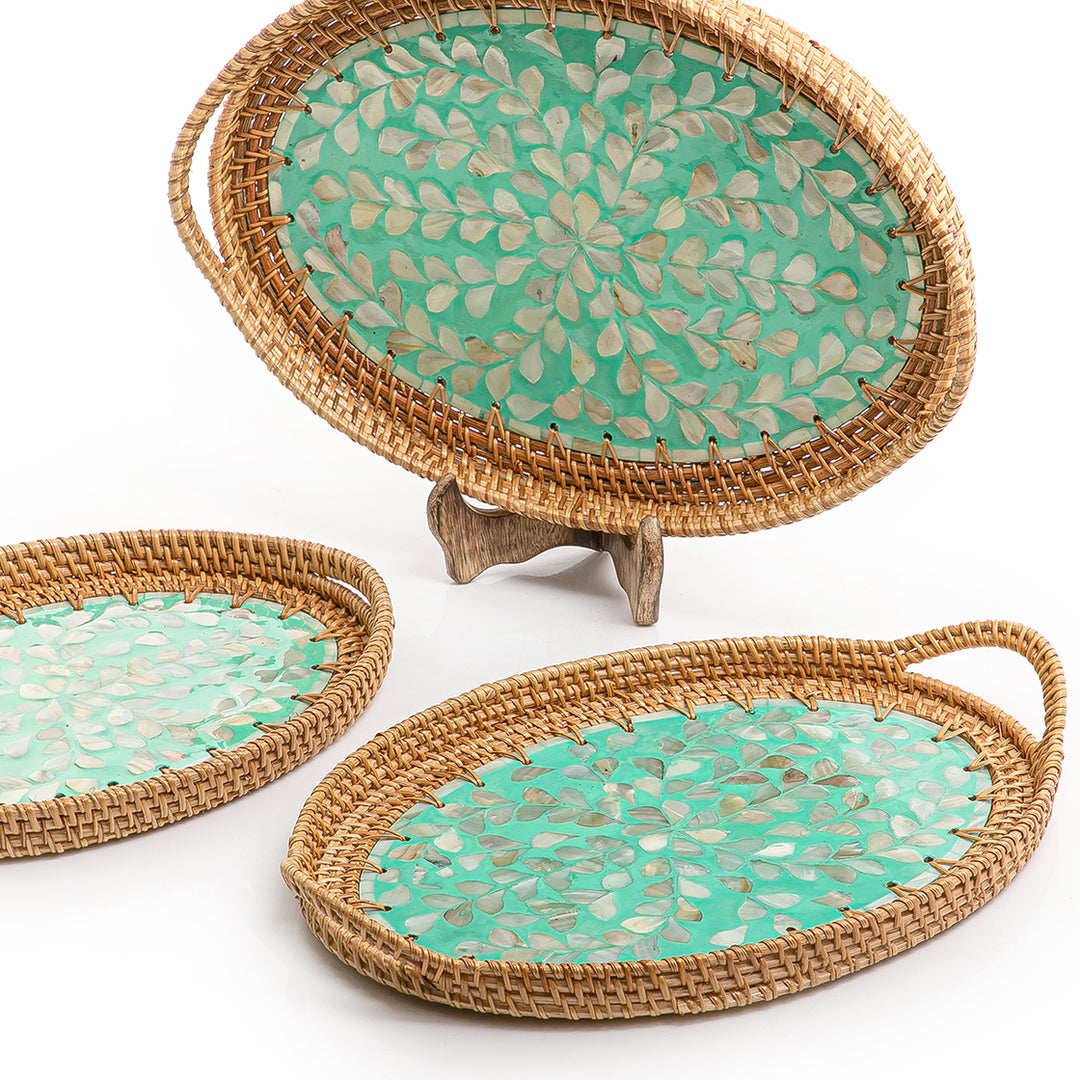 rattan round oval tray set of 3 (7090530320579)