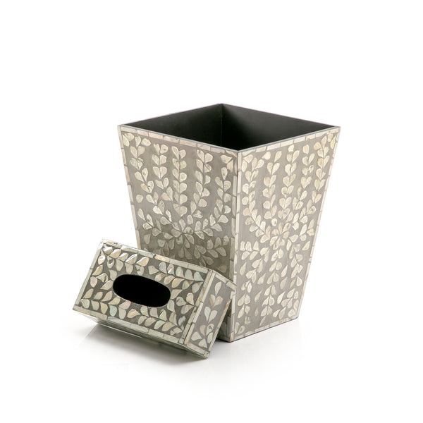 Mother of pearl trash basket with tissue box (7487942099139)