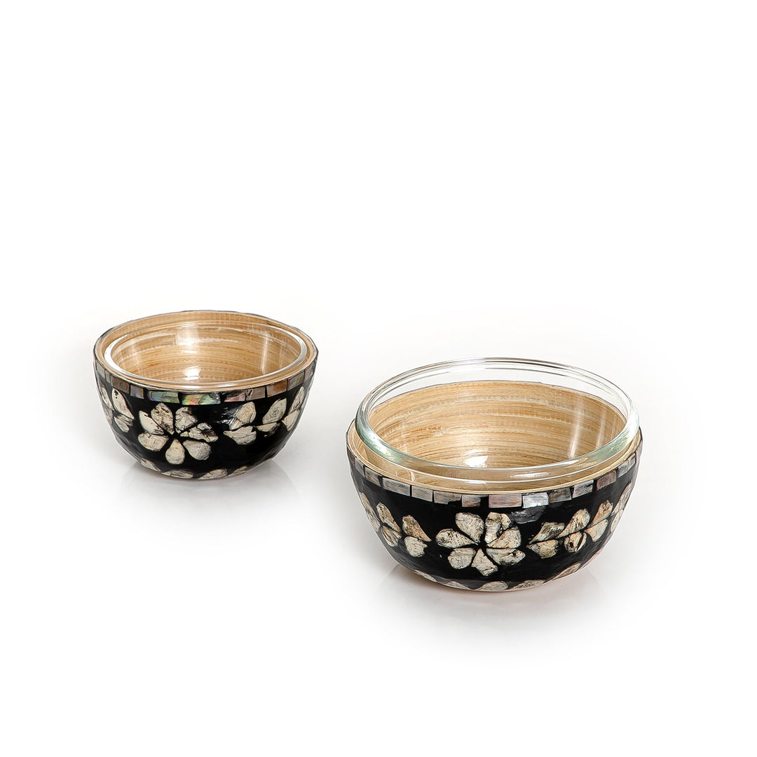 Set of 2 mother of pearl bowl with glass (7171094970563)