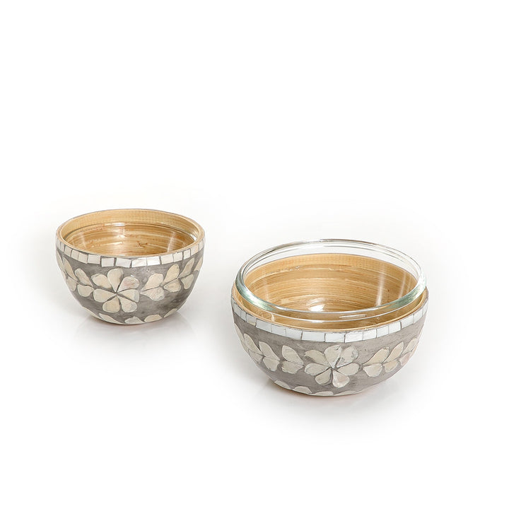 Set of 2 mother of pearl bowl with glass (7171094970563)