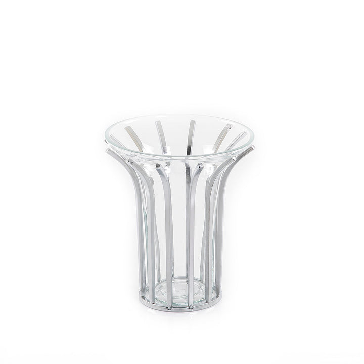 Glass and metal vase (7628754976963)