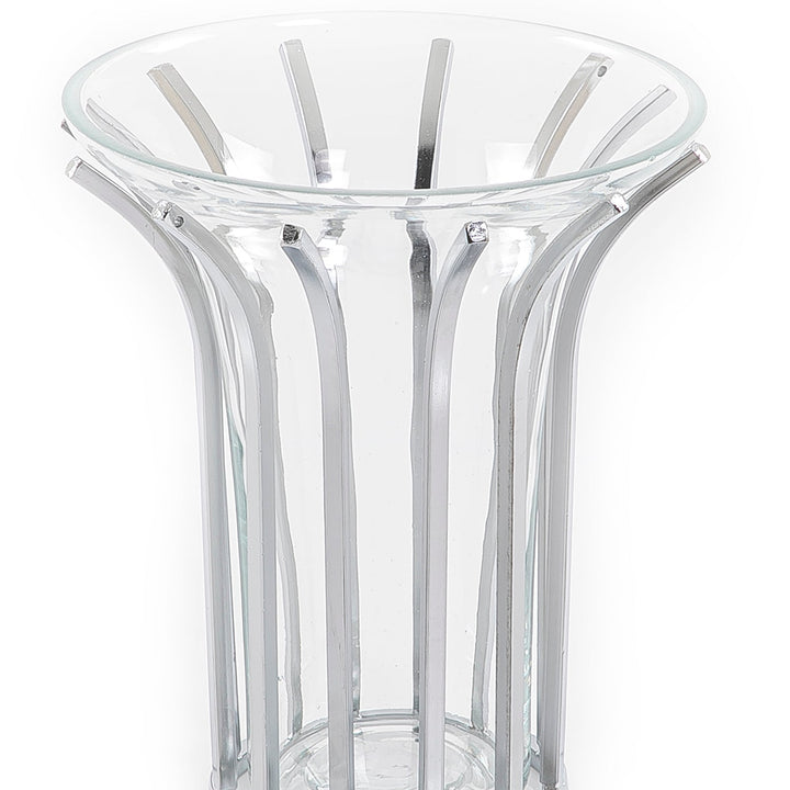 Glass and metal vase (7628754976963)