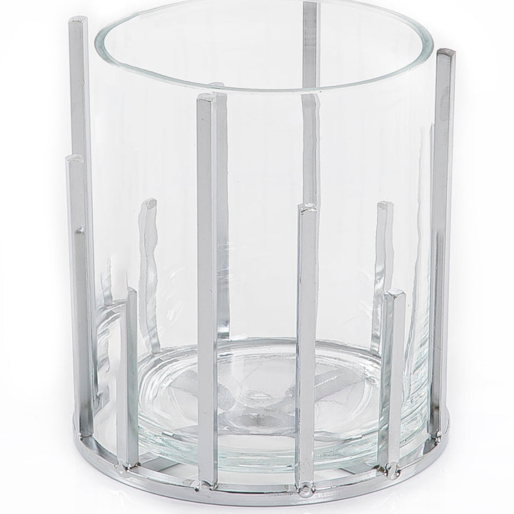 Glass and metal vase (7628754845891)