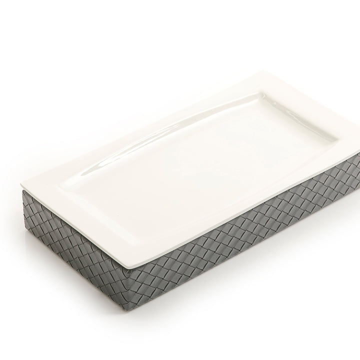 Ceramic plate with leather base (7390093607107)