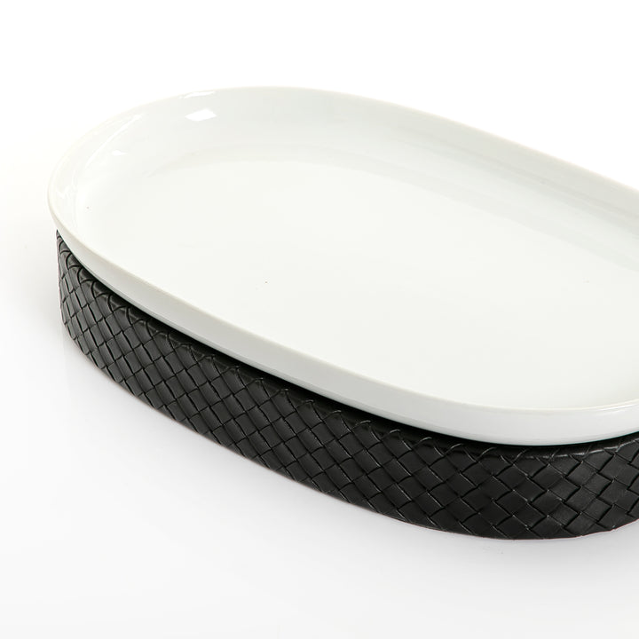 Ceramic plate with leather base (7391503712451)