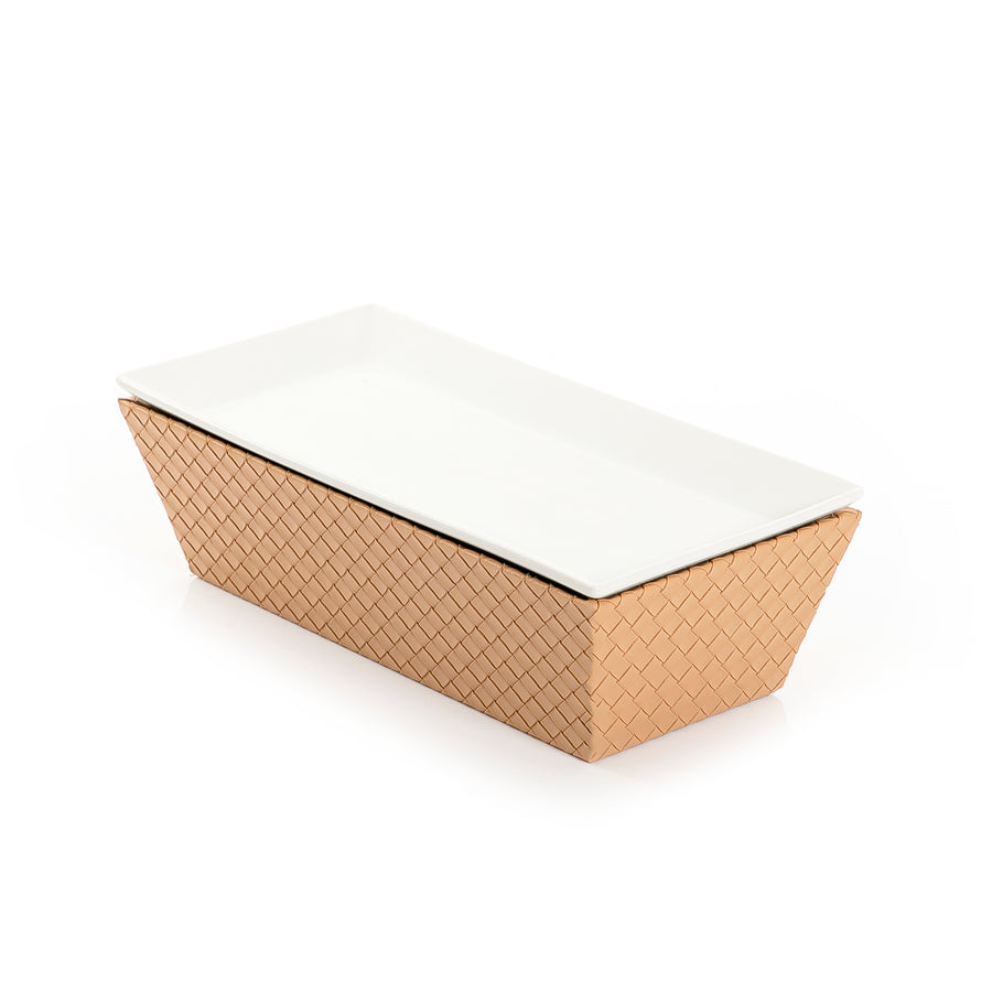 Ceramic plate with leather base (7391428378819)