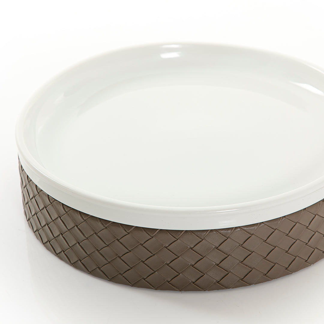 Ceramic plate with leather base (7391440502979)