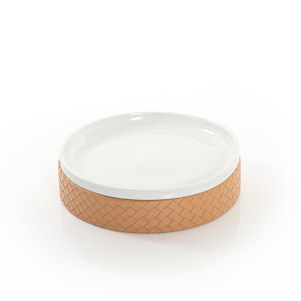 Ceramic plate with leather base (7391440502979)