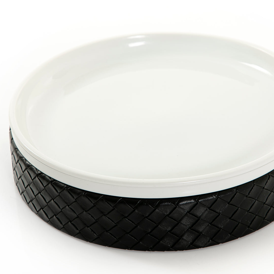 Ceramic plate with leather base (7391440502979)