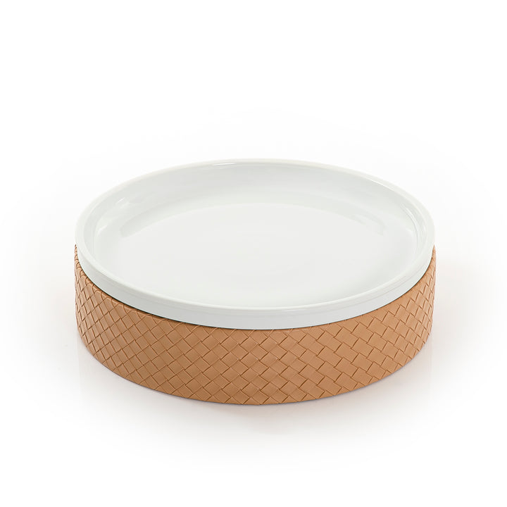 Ceramic plate with leather base (7391469076675)