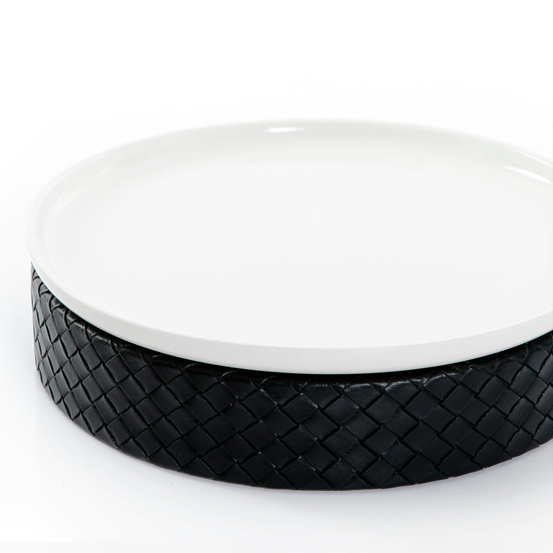 Ceramic plate with leather base (7391501058243)