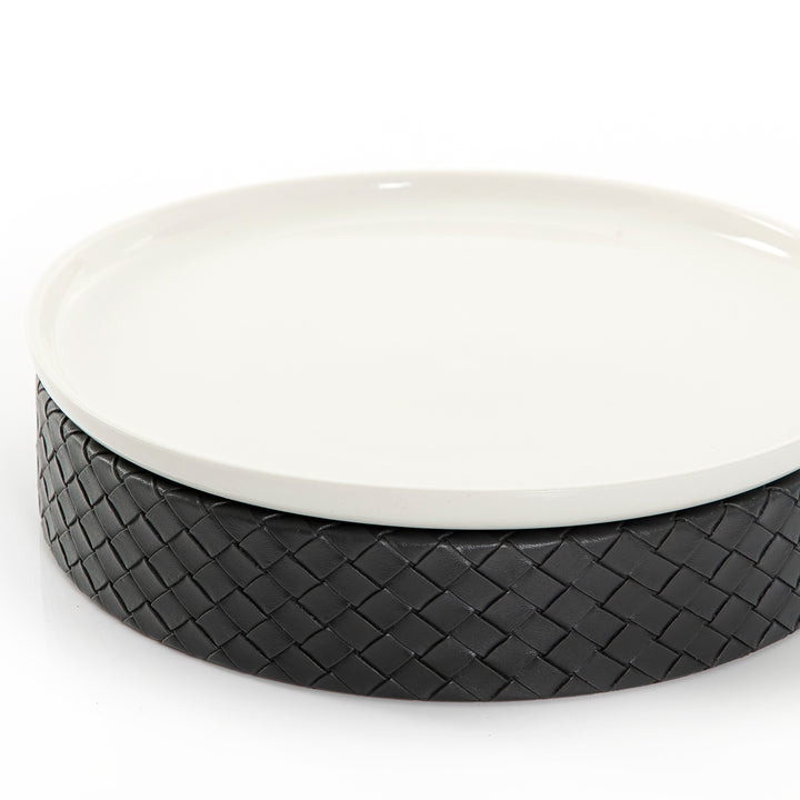 Ceramic plate with leather base (7391501058243)