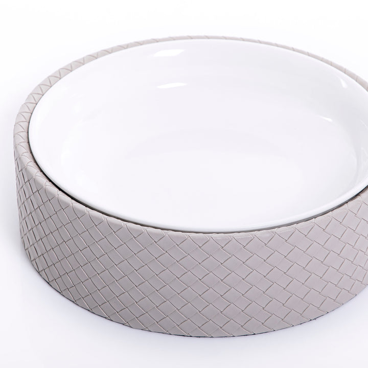 Ceramic bowl with leather base (7517024354499)