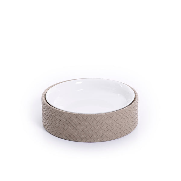 Ceramic bowl with leather base (7517024387267)