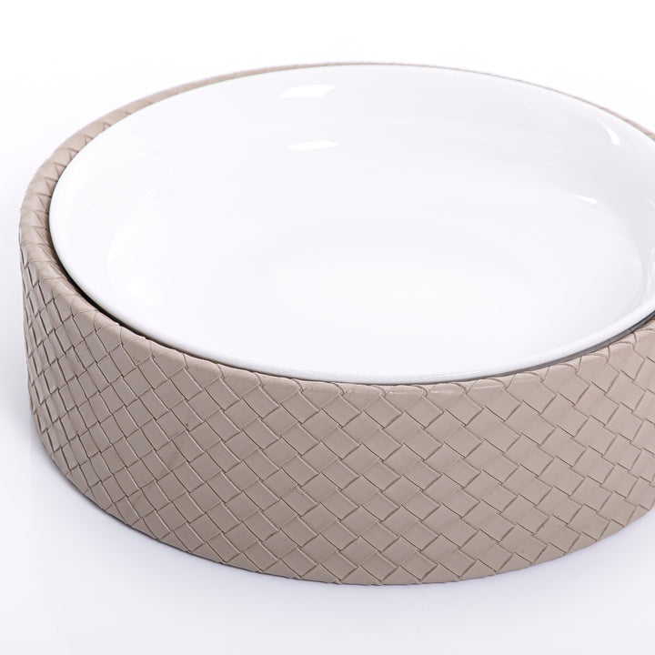 Ceramic bowl with leather base (7517024387267)