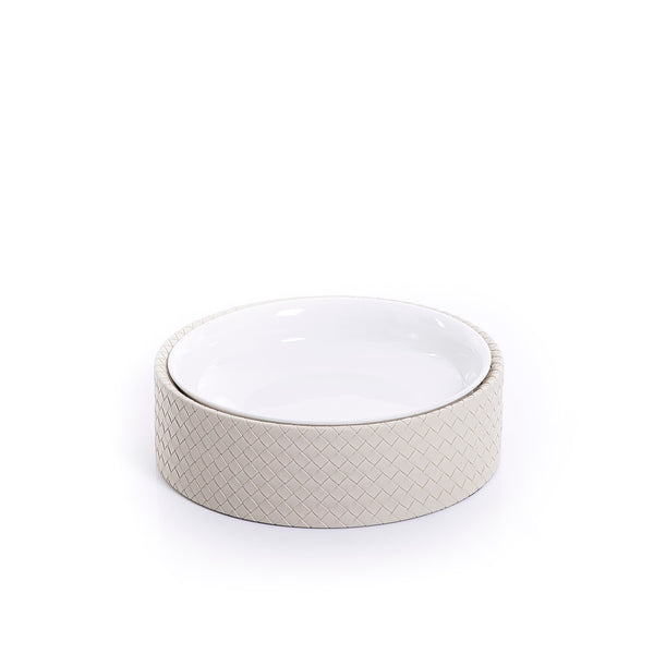 Ceramic bowl with leather base (7517024420035)