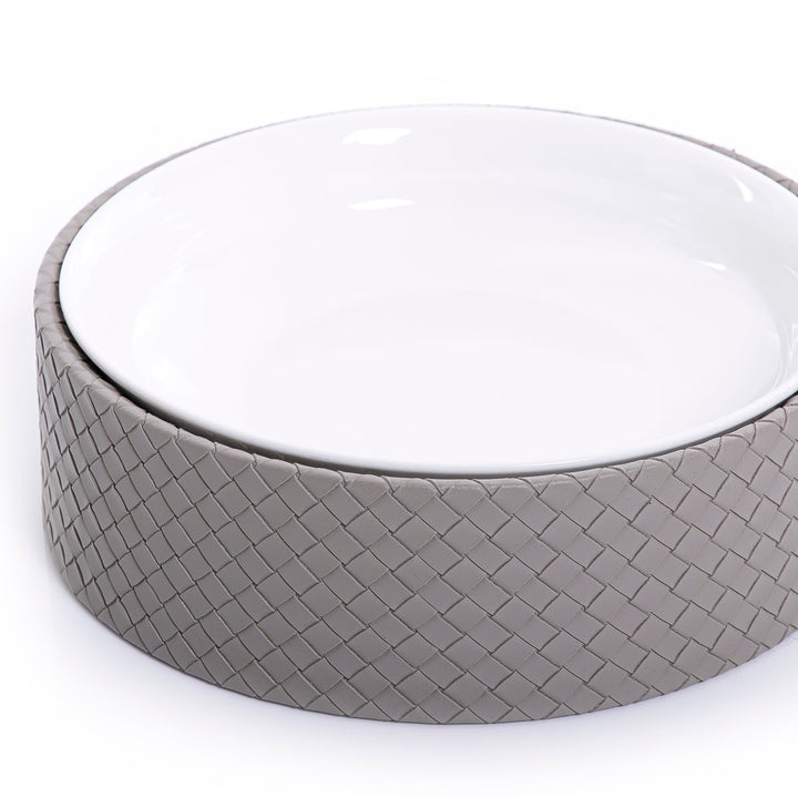 Ceramic bowl with leather base (7517024452803)