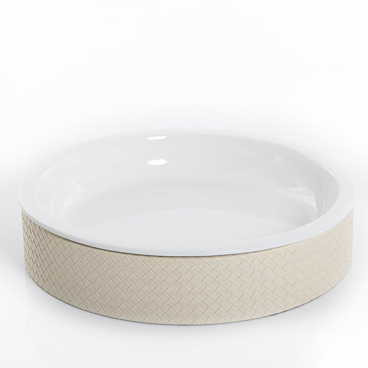 Ceramic plate with leather base (7517024026819)