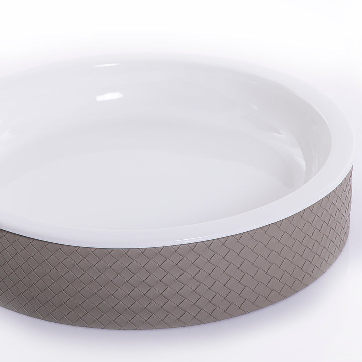 Ceramic plate with leather base (7517024026819)