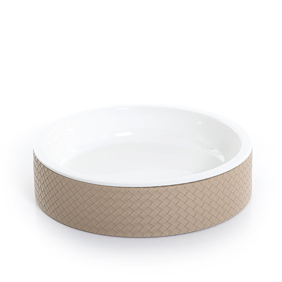 Ceramic plate with leather base (7517024059587)