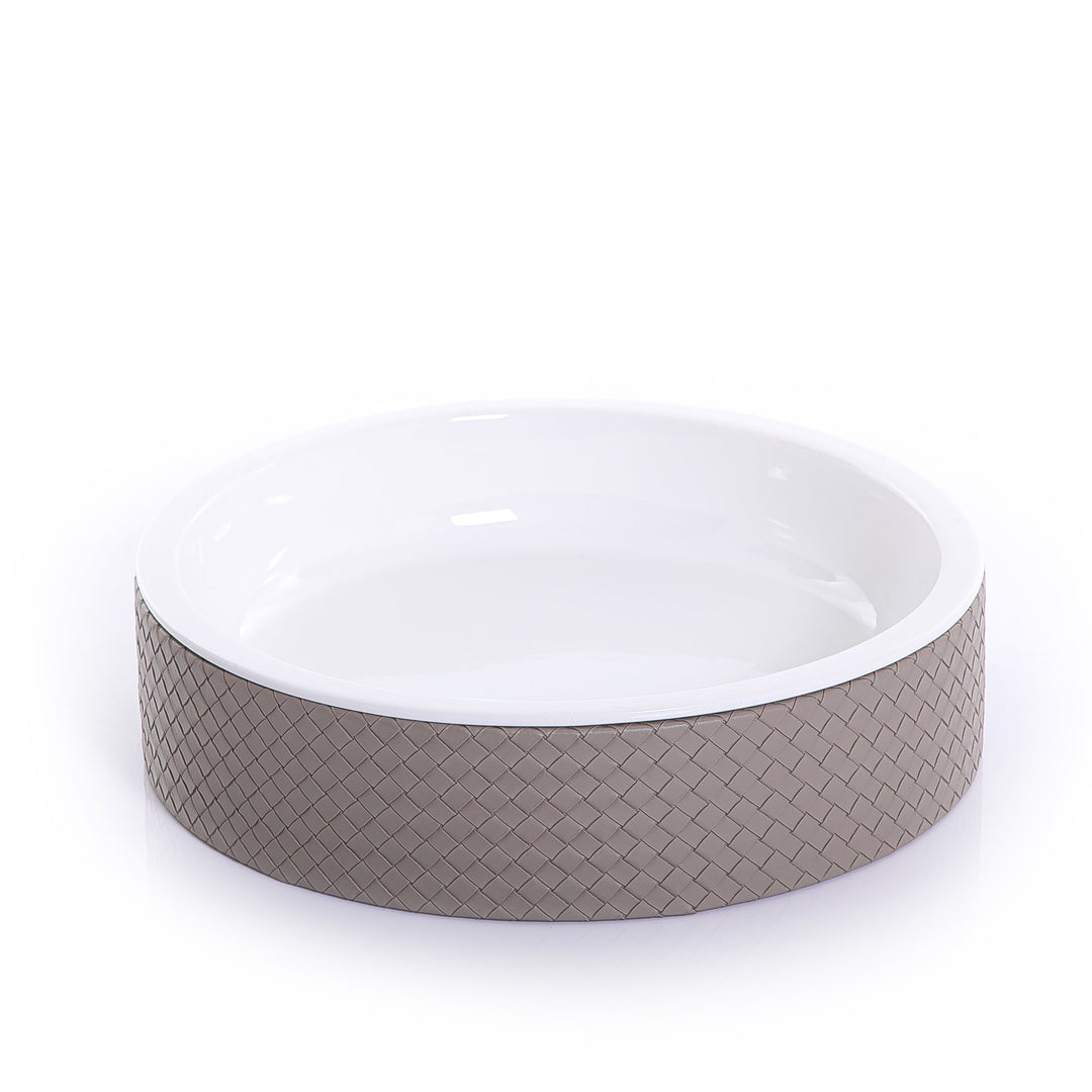 Ceramic plate with leather base (7517024059587)