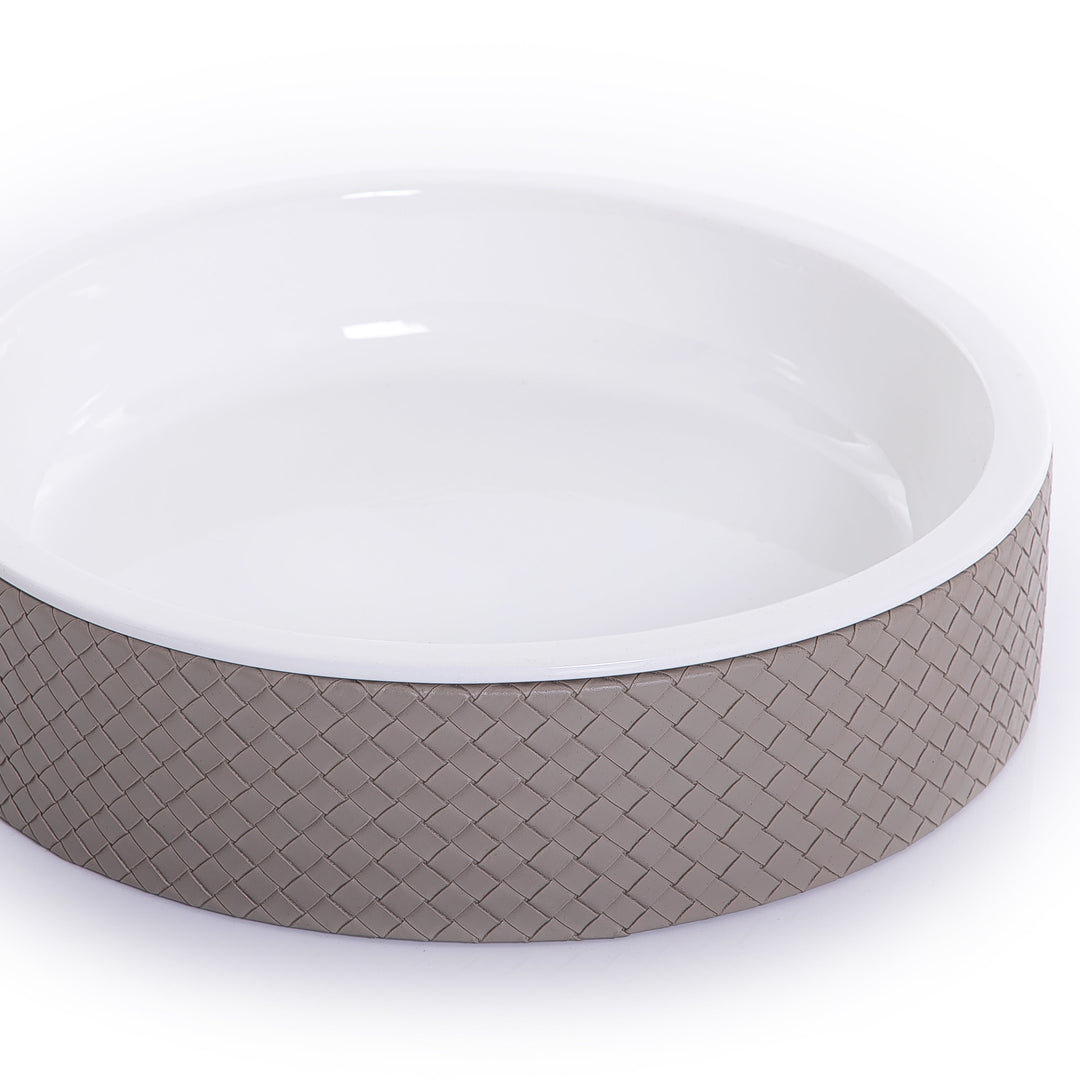 Ceramic plate with leather base (7517024059587)