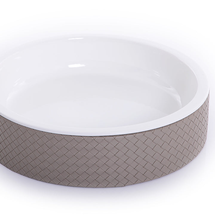 Ceramic plate with leather base (7517024059587)