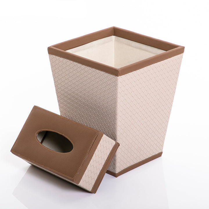 Leather trash with tissue box (7628756910275)