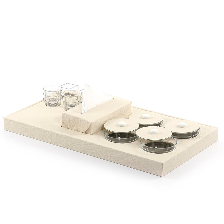 Set of tray with 4 bowls, tissue box, and 6 cups (7541487861955)