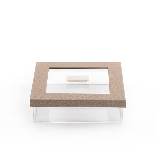 Acrylic box with leather cover (7541487173827)