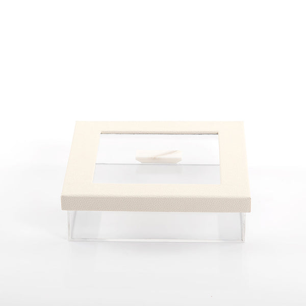 Acrylic box with leather cover (7541487075523)