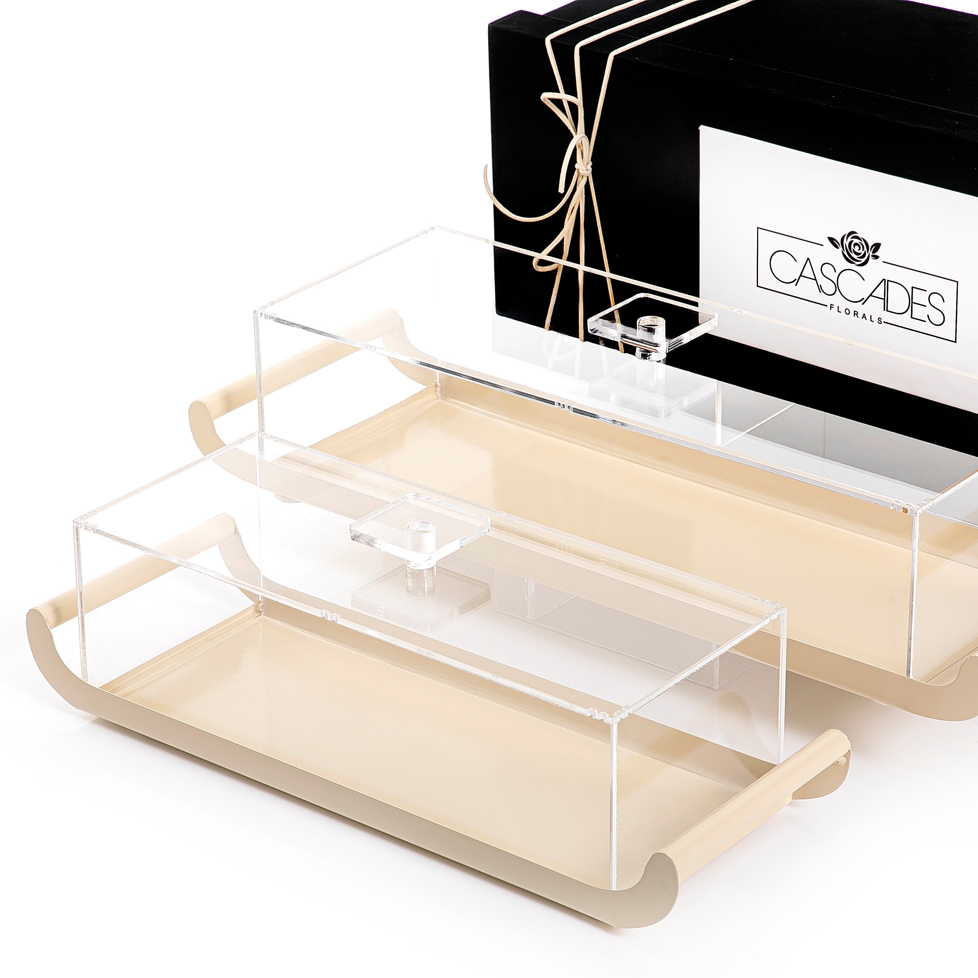 Set of 2 metal trays with acrylic covers and gift box (7517022716099)