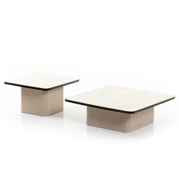 Set of 2 Leather With marble Stand (7391603851459)